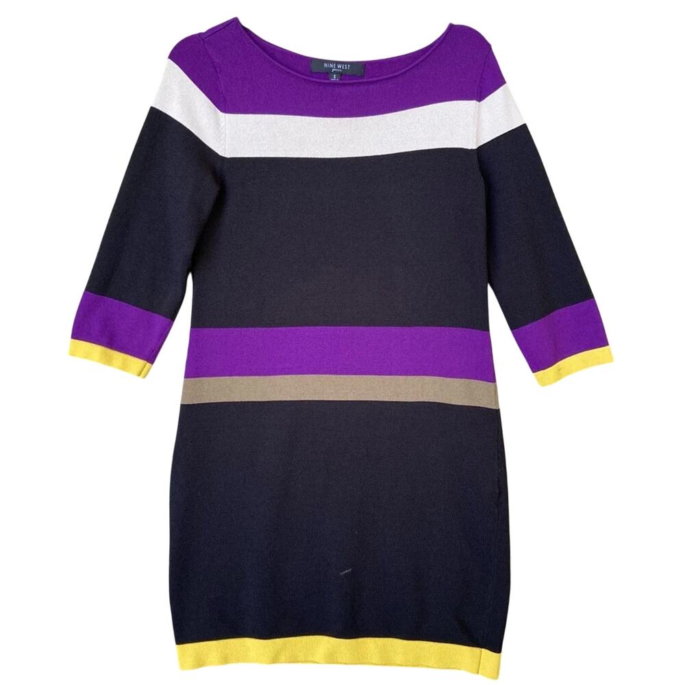 New Nine West Womens Small Color Block Stripe 3/4… - image 1